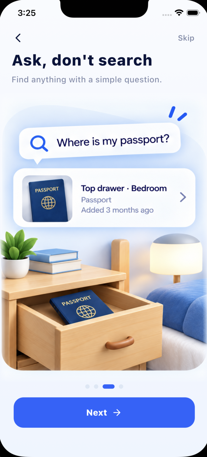 Stowria onboarding: Ask, don't search